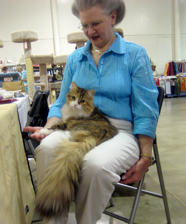 Trinity with friend at cat show